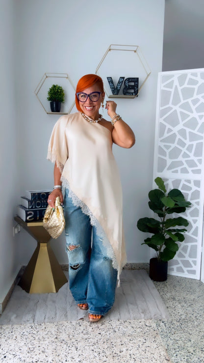 Champagne Elegance Asymmetrical. Top