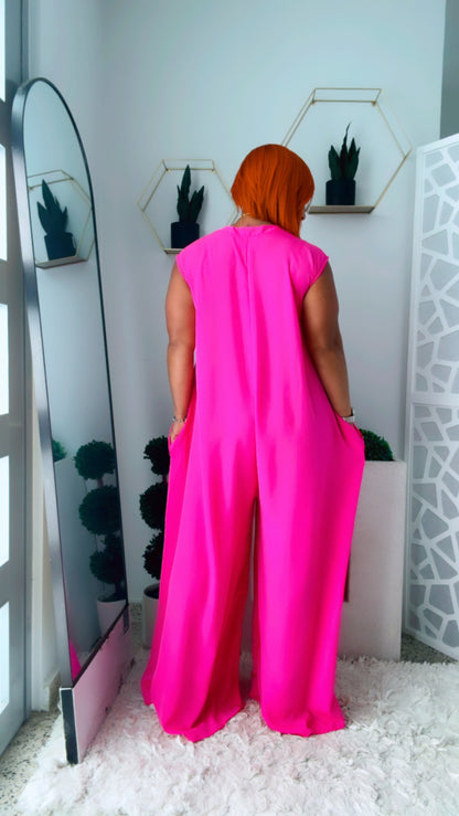 Hot Pink Wide Leg Jumpsuit