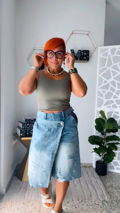 Vintage Wash Asymmetrical Jorts