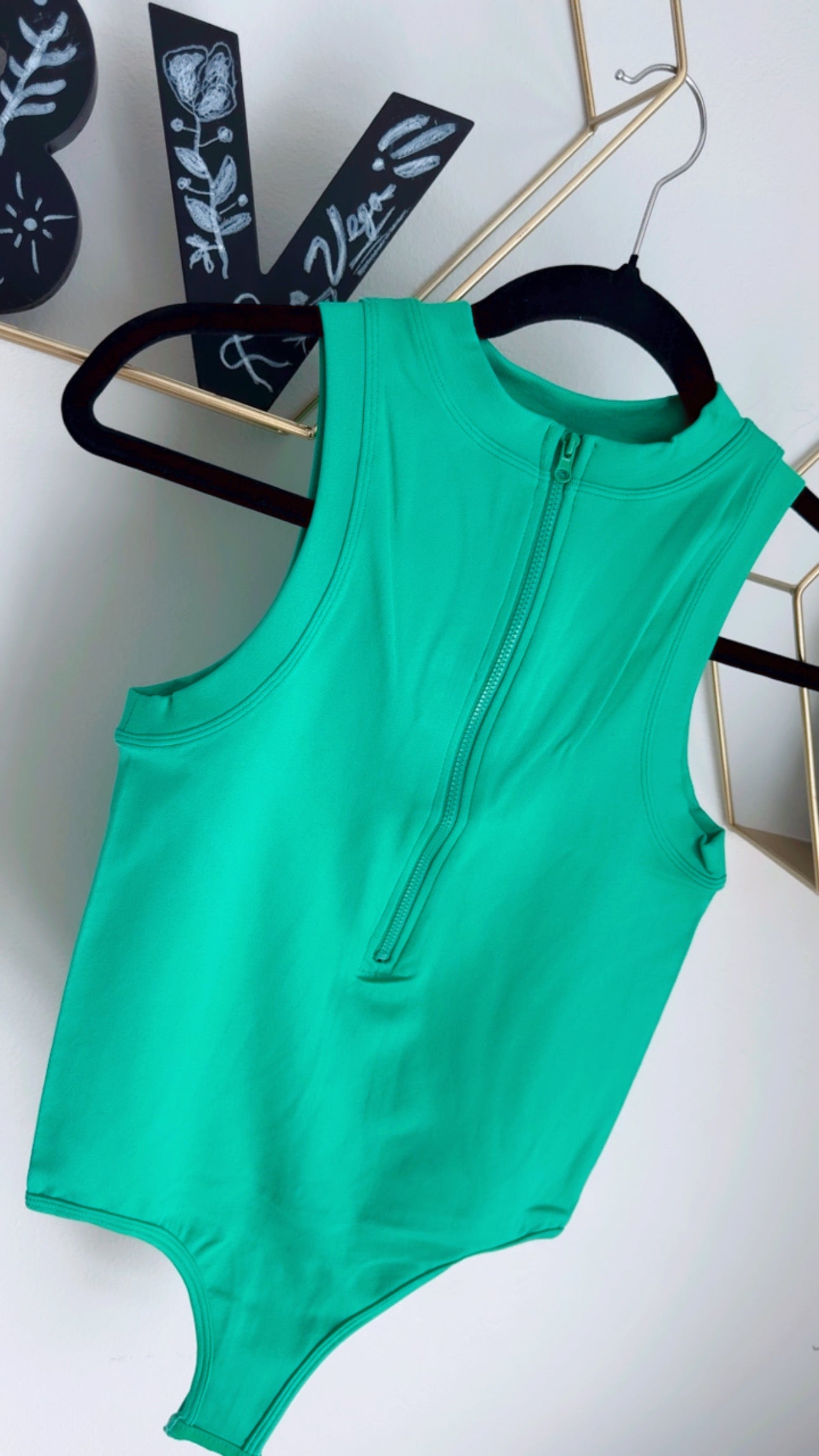 Green Basic BodySuit with front Zipper