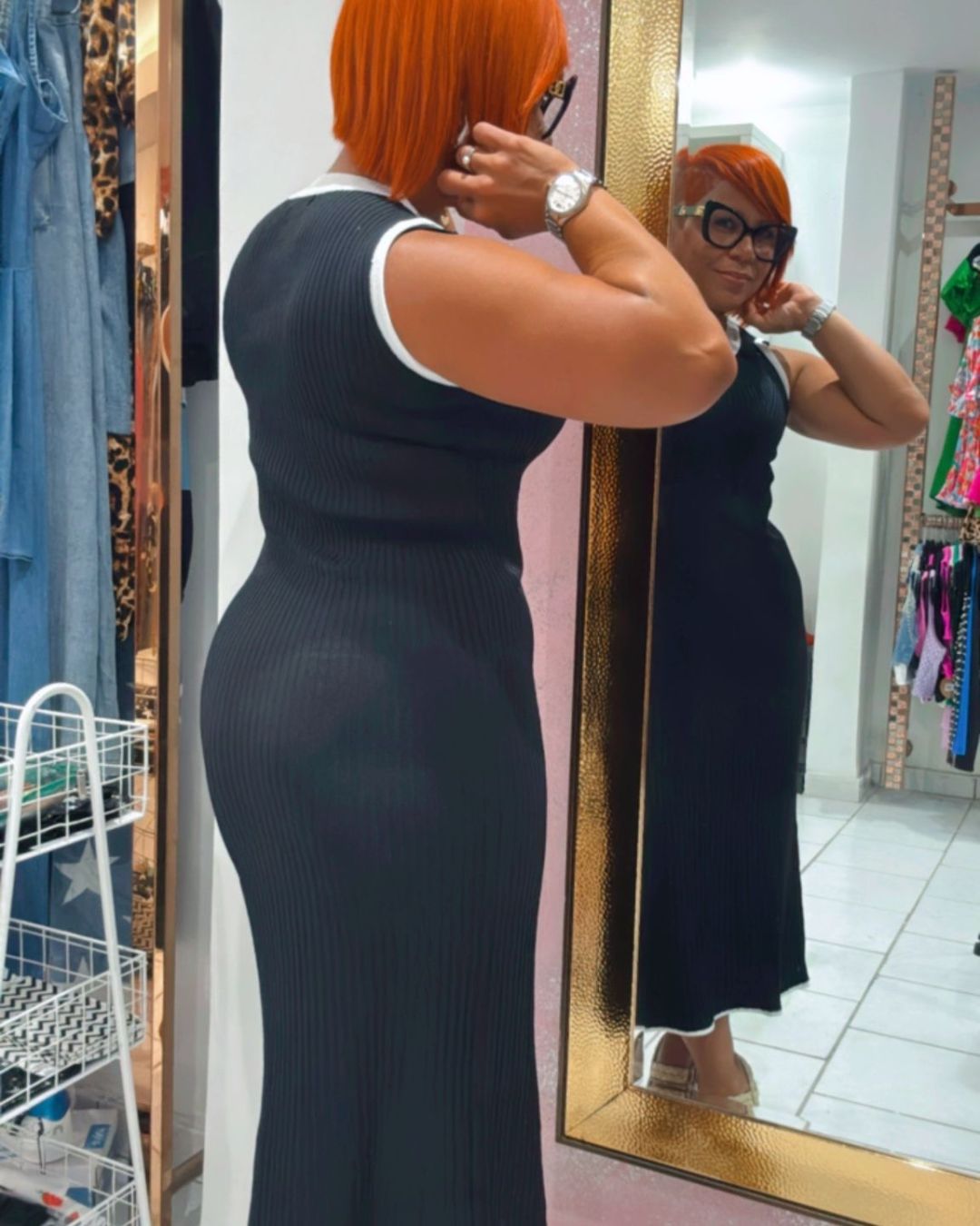 Black & White Midi Dress