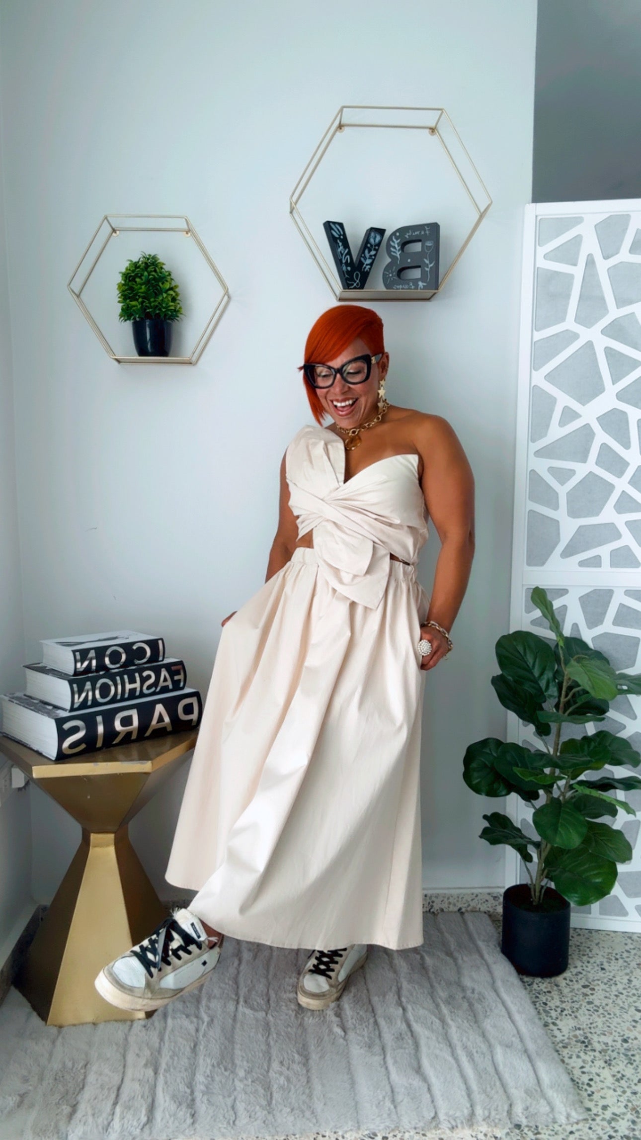 Knotted Twist Beige Dress