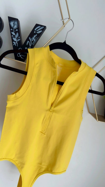 Yellow Basic BodySuit with front Zipper