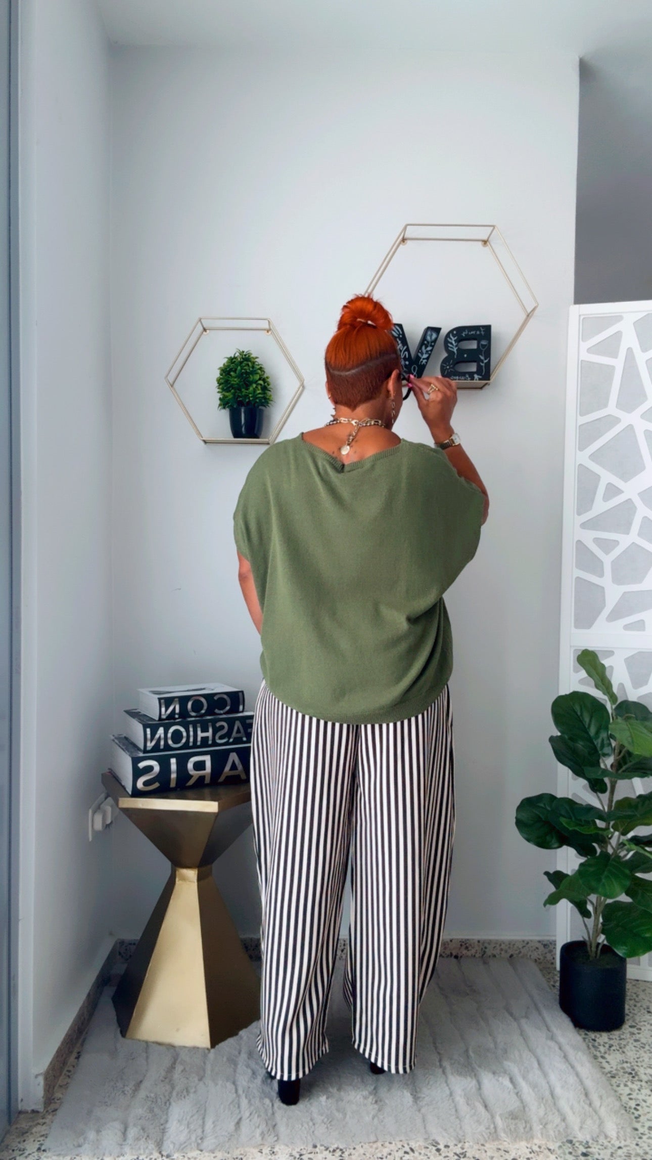Olive with Gold Star Oversized Top