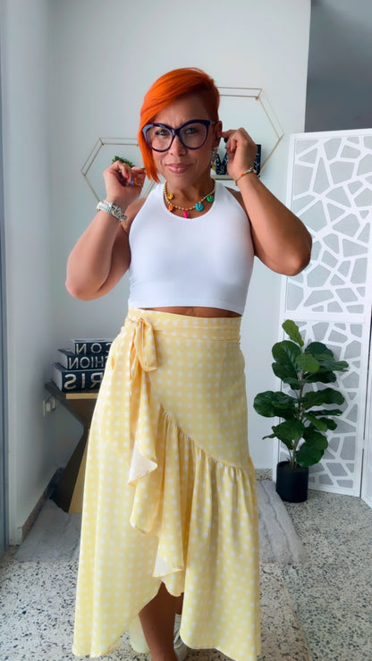 Sunset Polka Dots Wrap Around Skirt