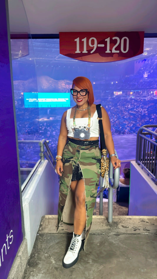 Cargo Camouflage Midi Skirt