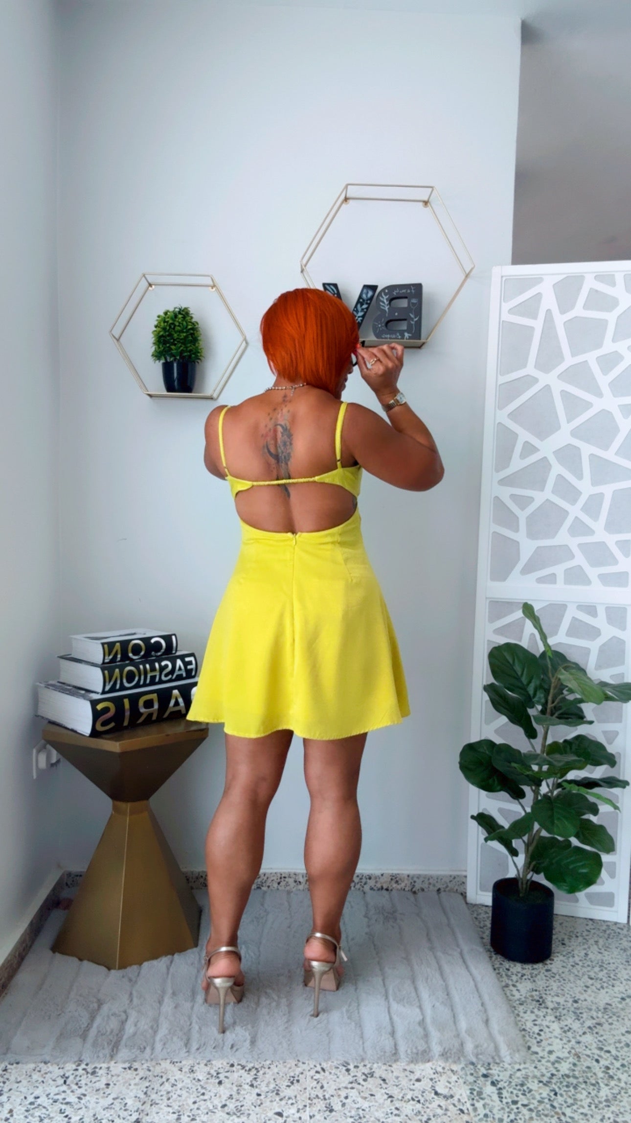 Please Lemonade 🍋 Open Back Mini Dress