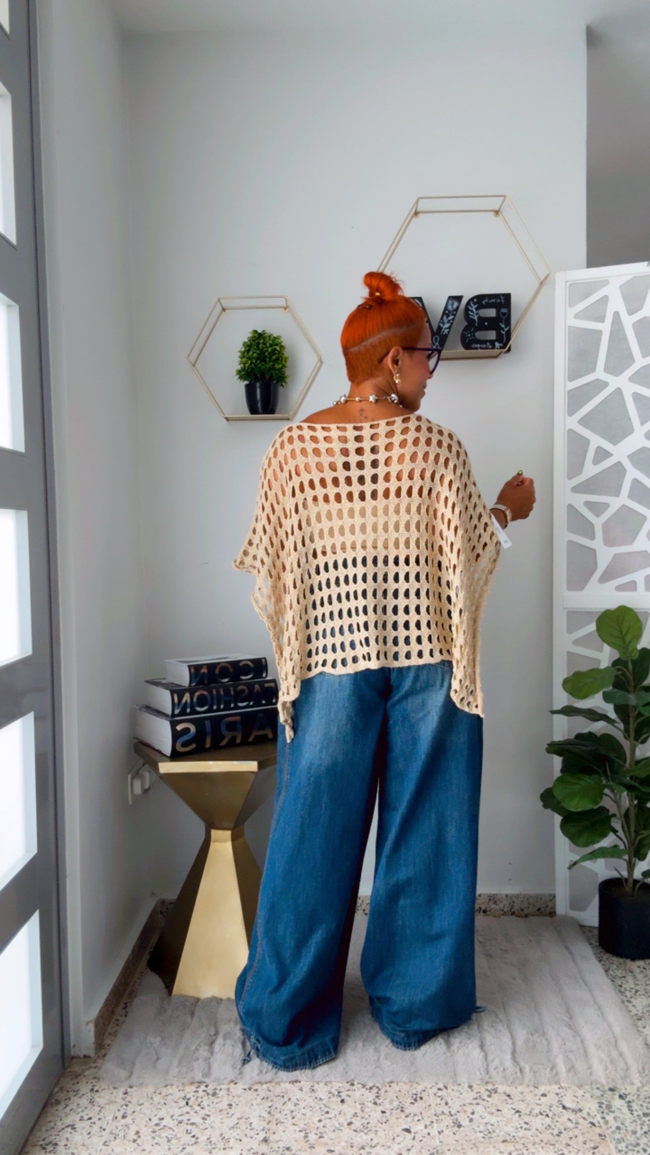 Crochet golden Poncho