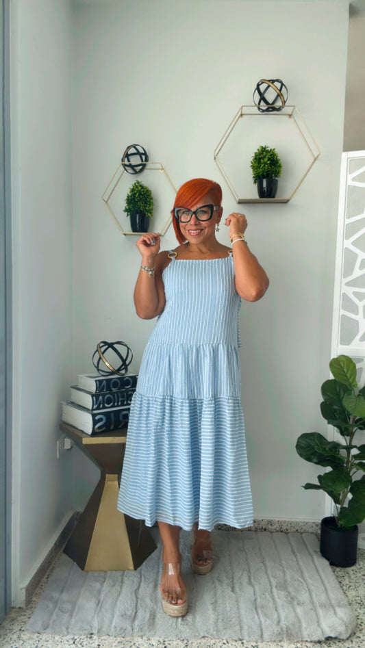 Vintage Striped Midi Dress