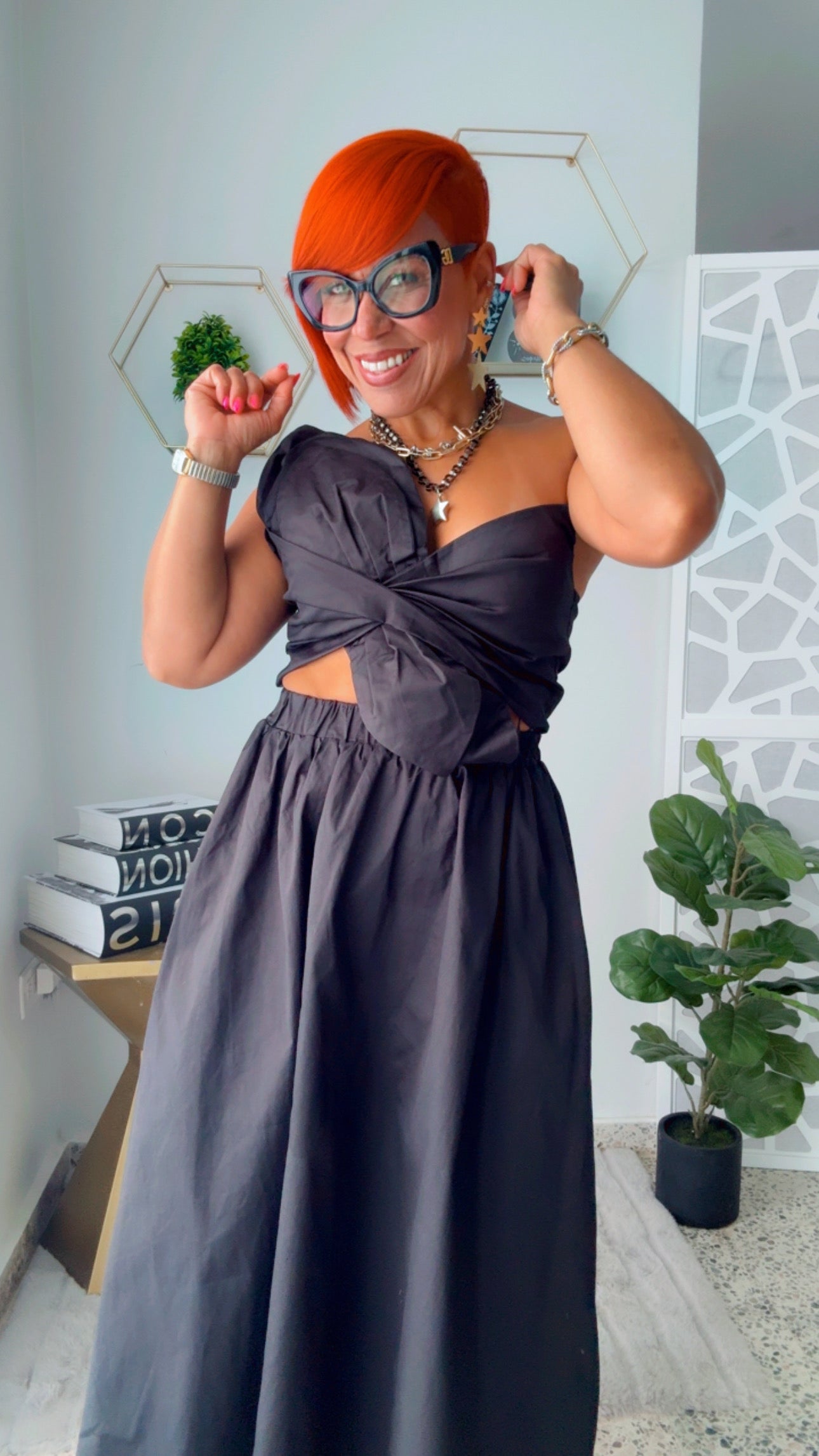 Knotted Twist Black Dress
