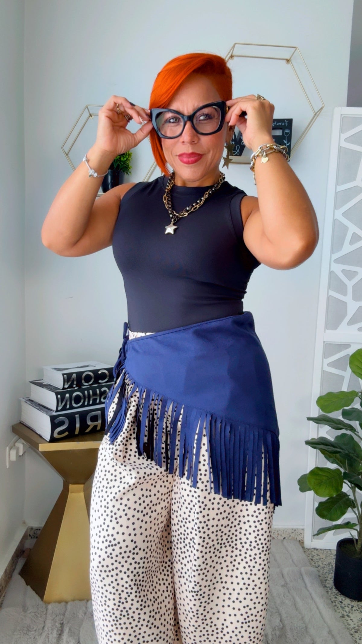 Blue Fringed Scarf