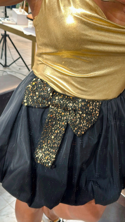 Black & Gold Coquette Bubble Skirt