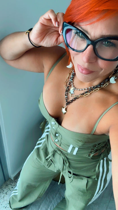 Military Green Track Pant Suits