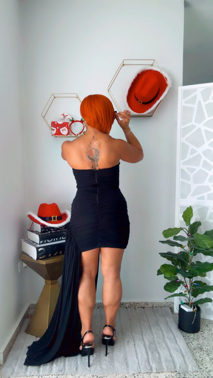 Layered Ruffle Mini Black  Dress