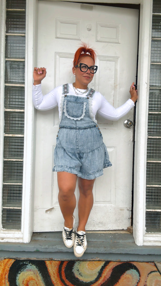 Denim Wide Leg Romper