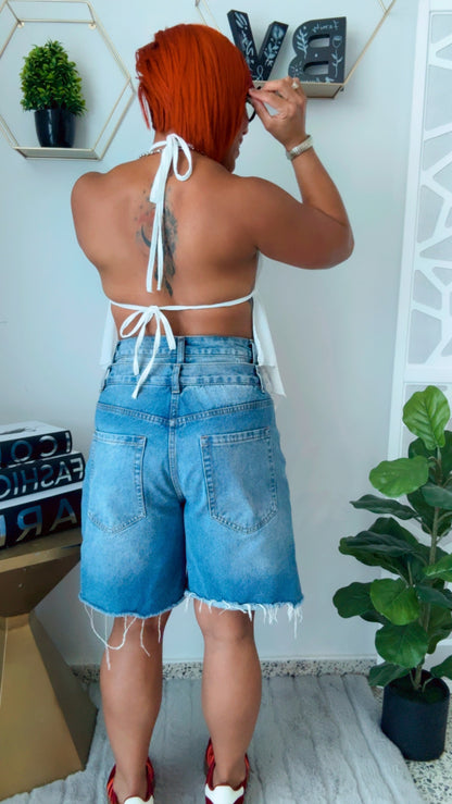 Beige Halter Backless Top