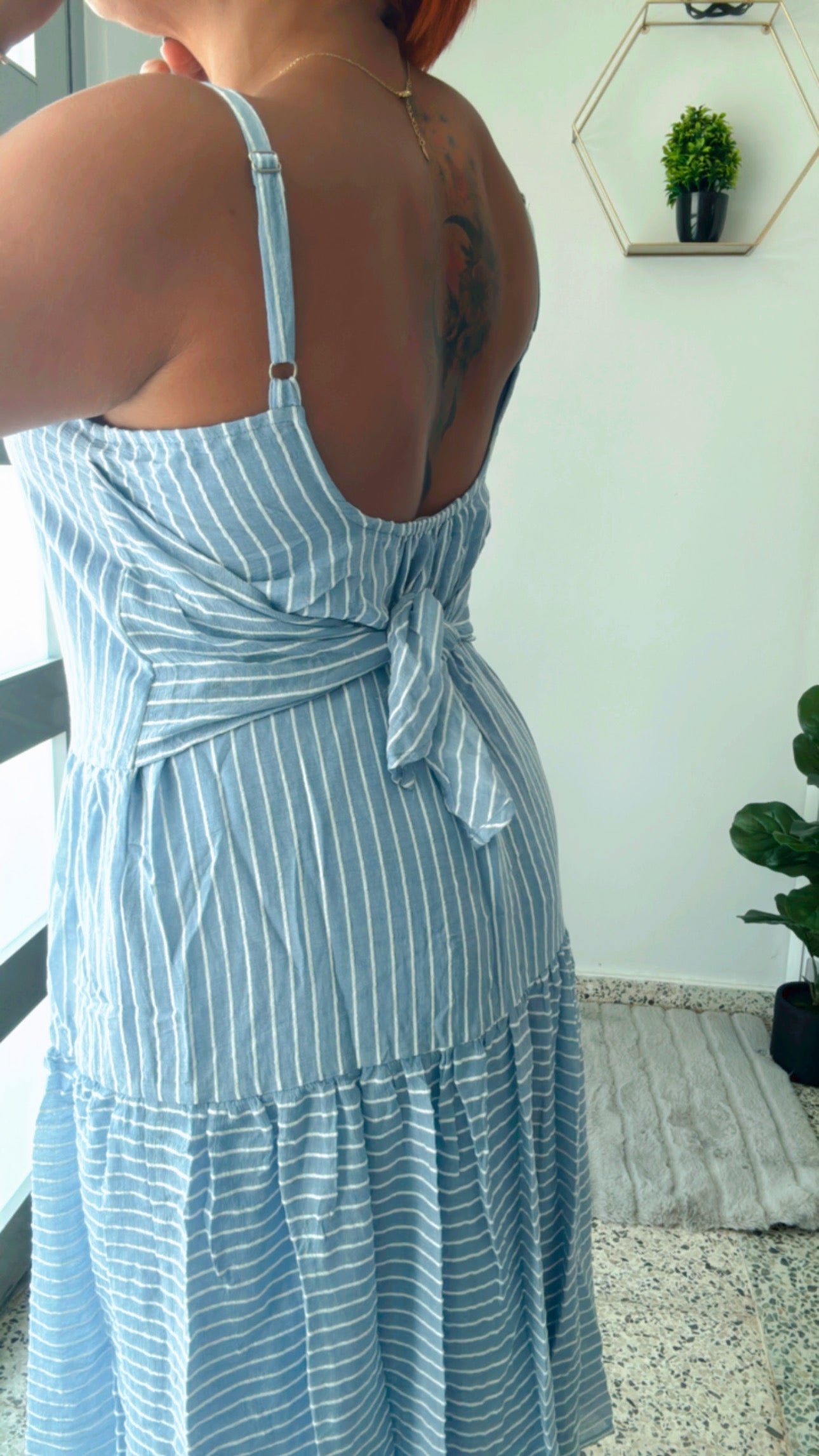 Vintage Striped Midi Dress