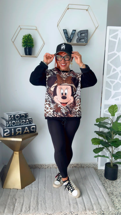 Minnie Mouse Animal Print Light Sweater