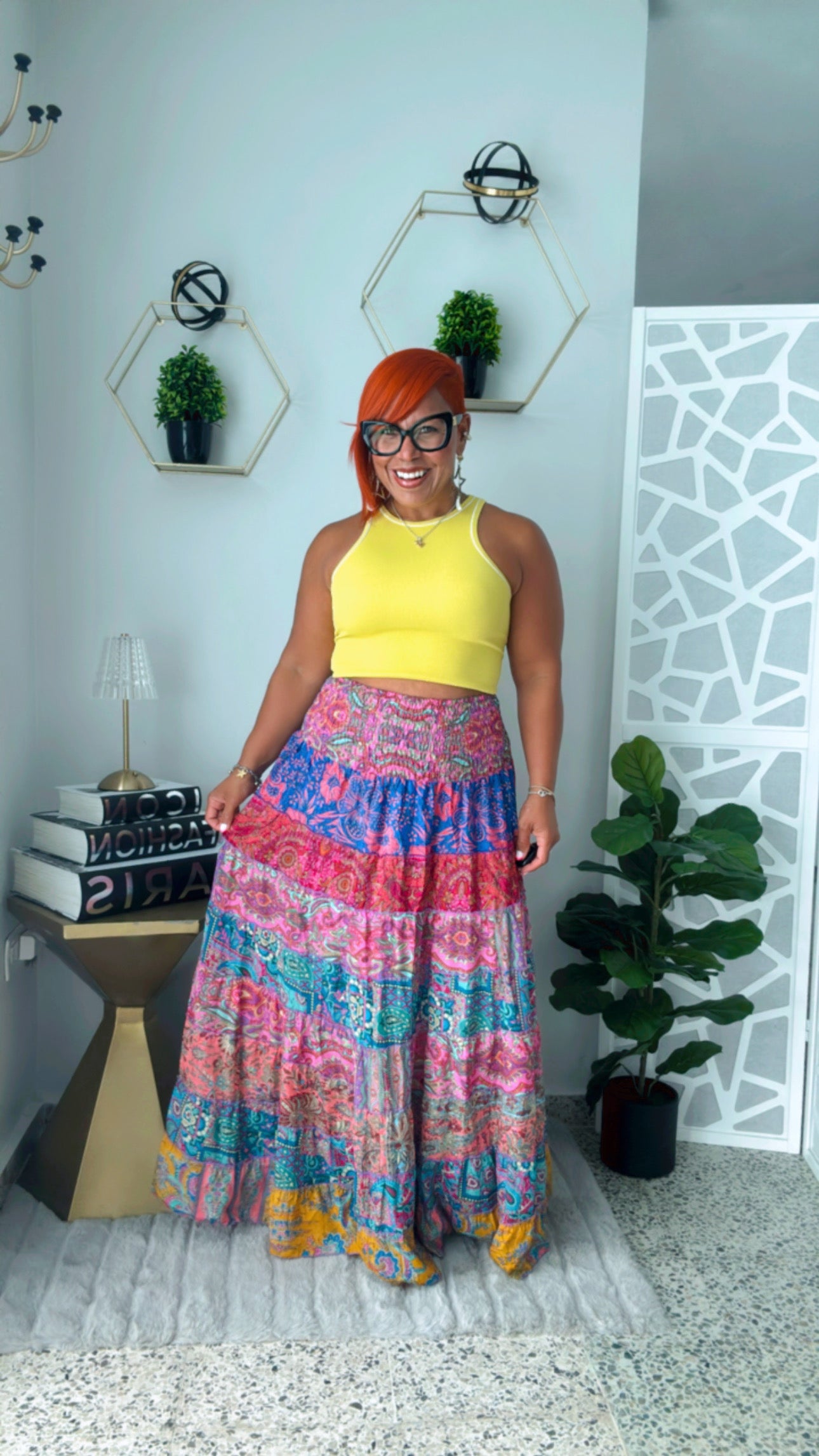 Boho Skirt & Strapless Dress (Blue/Pink Multi)