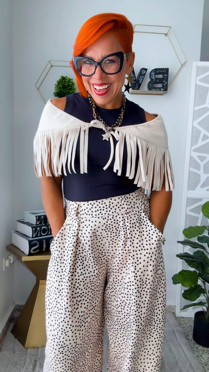 Beige Fringed Scarf