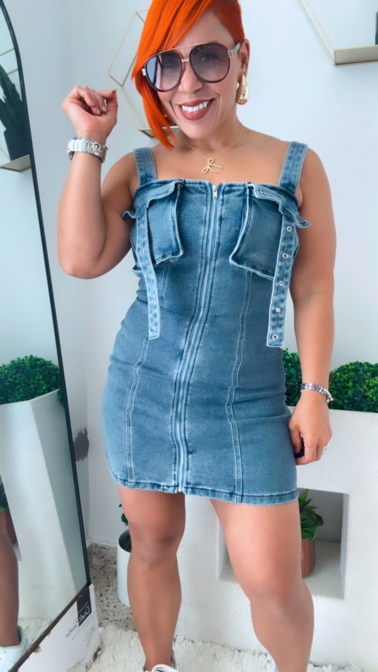 Cargo Pocket Denim Mini Dress