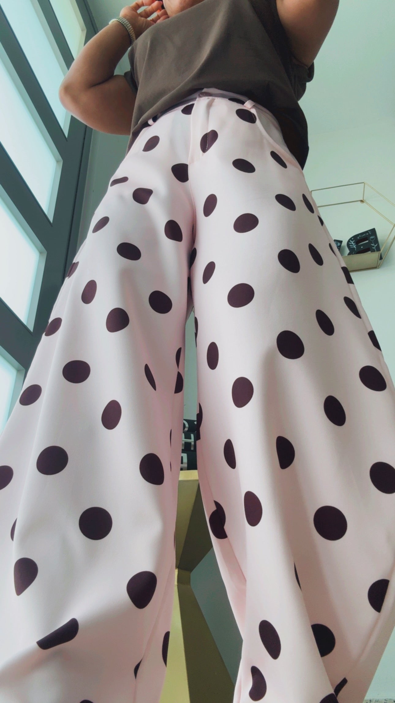 Pink and Chocolate Jumbo Polka Dots Barrel Pant&nbsp;