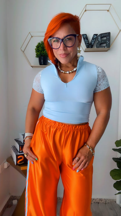 Sky Blue Basic with Lace and Zipper