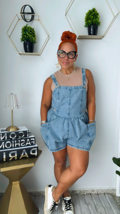 Crossback Romper Denim