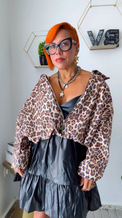 Leopard Oversized Bubble Jacket