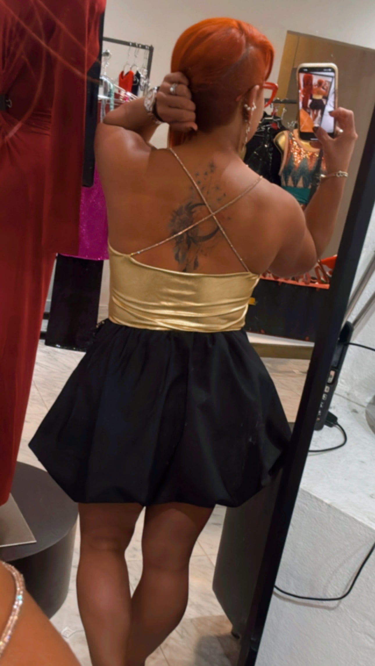 Black & Gold Coquette Bubble Skirt