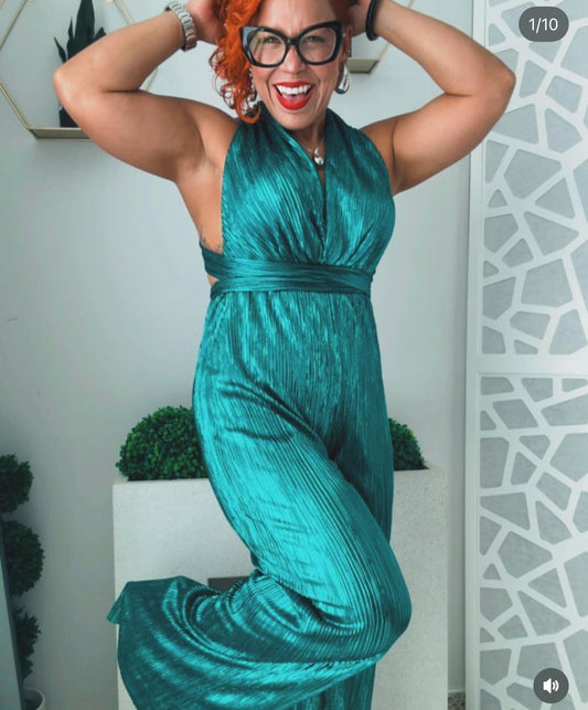 Metallic Teal Jumpsuit
