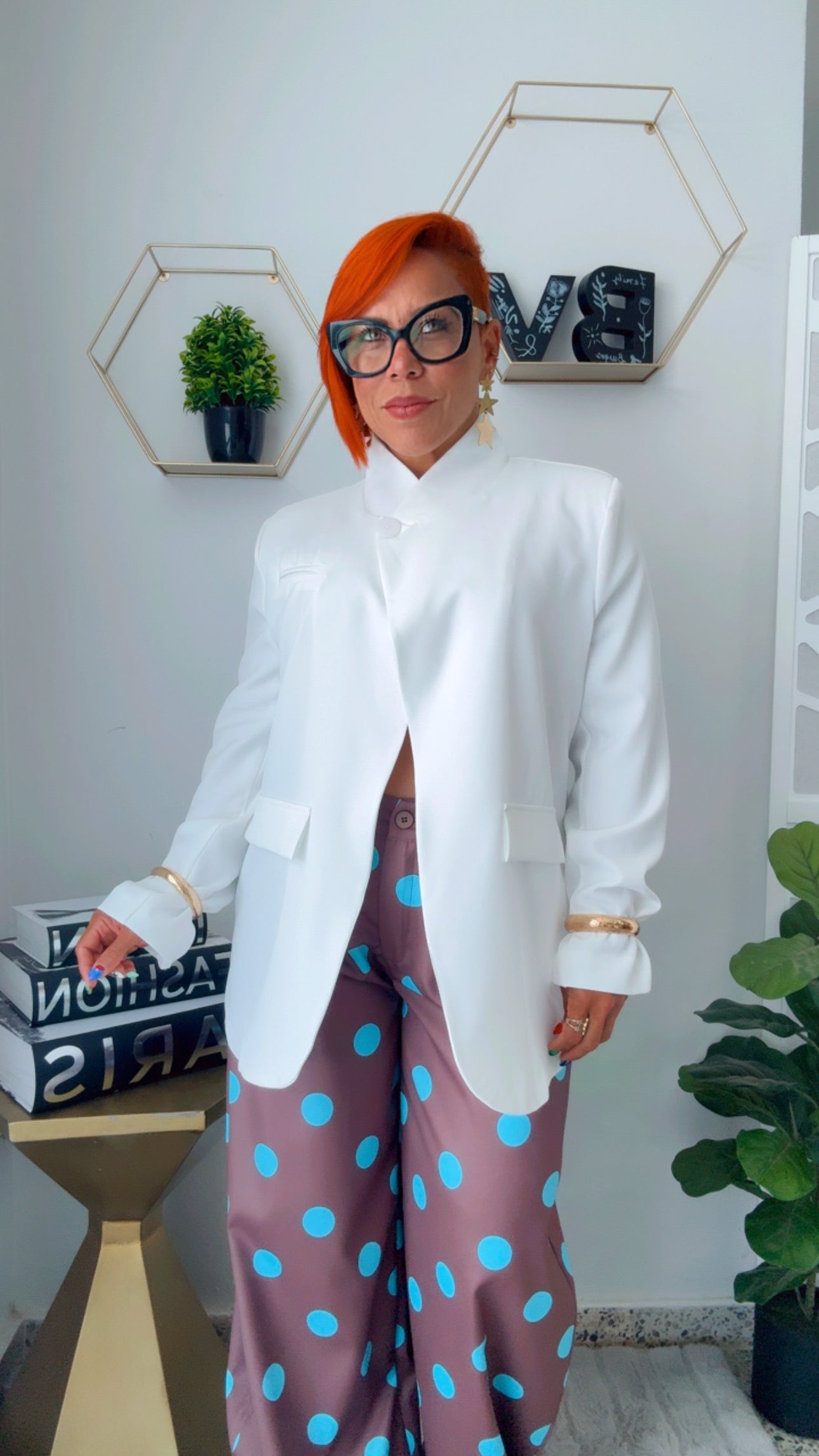 Asymmetric White Blazer