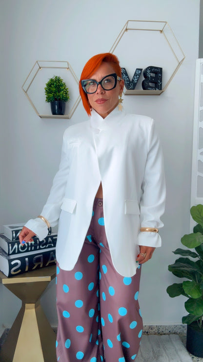 Asymmetric White Blazer