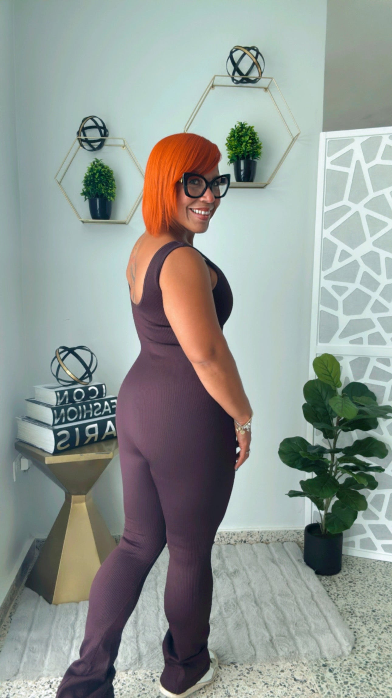 Athleisure Jumpsuit - Brown