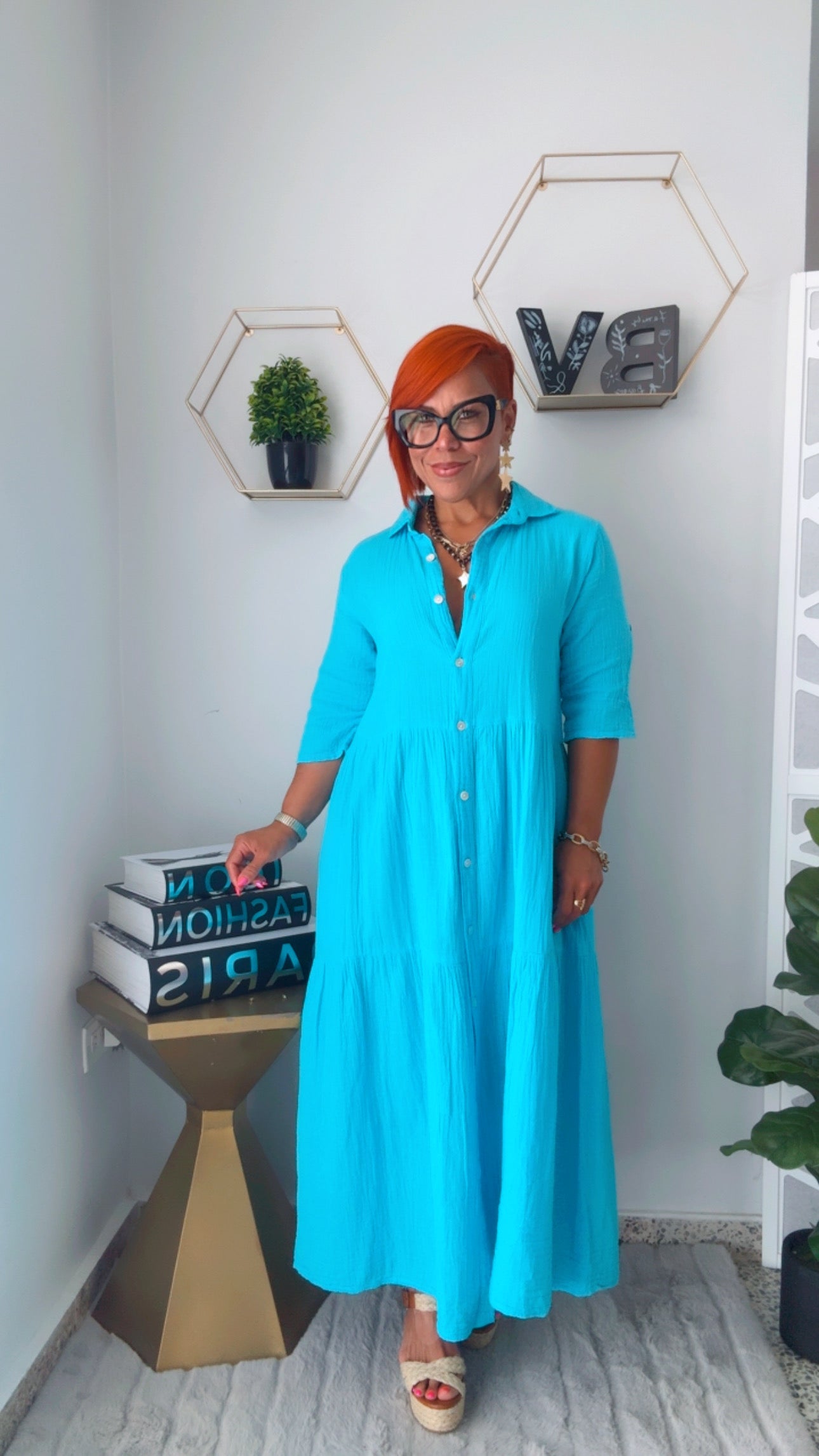 Turquesa Midi Shirt Dress