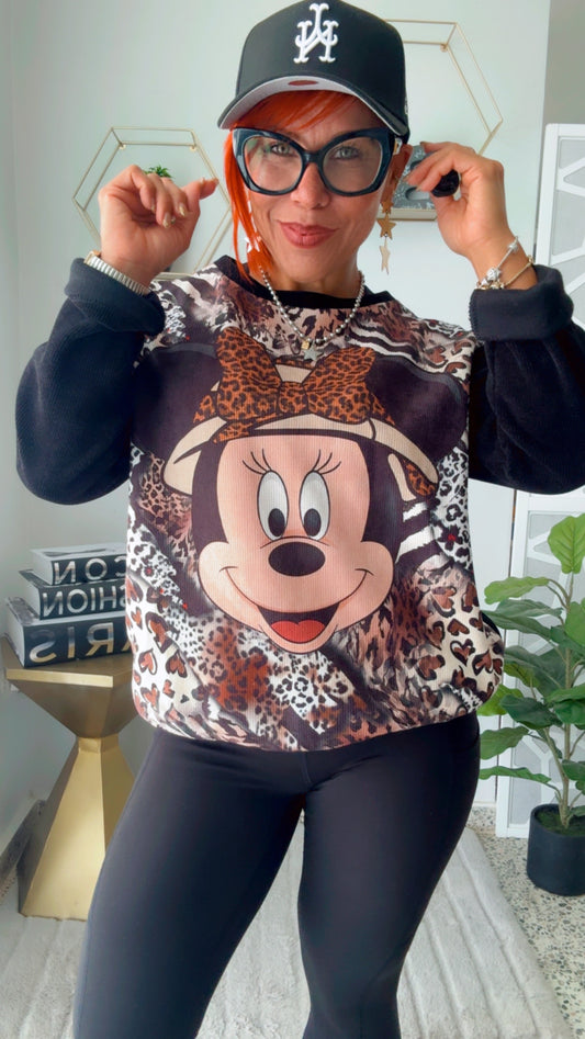 Minnie Mouse Animal Print Light Sweater