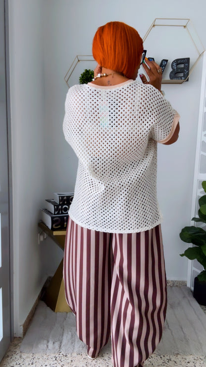 Silver Rhinestone Hearth Crochet Glam Top