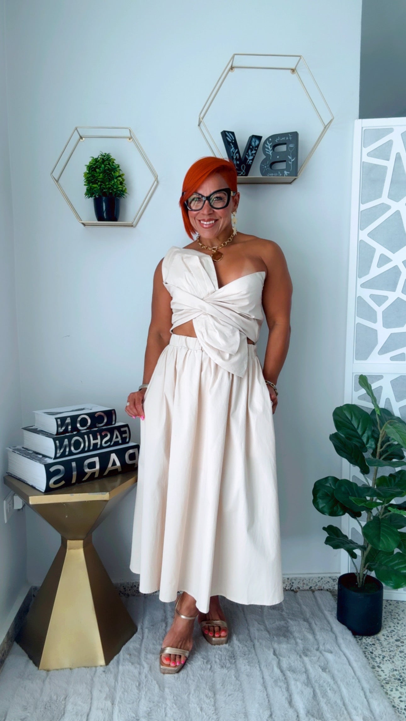 Knotted Twist Beige Dress