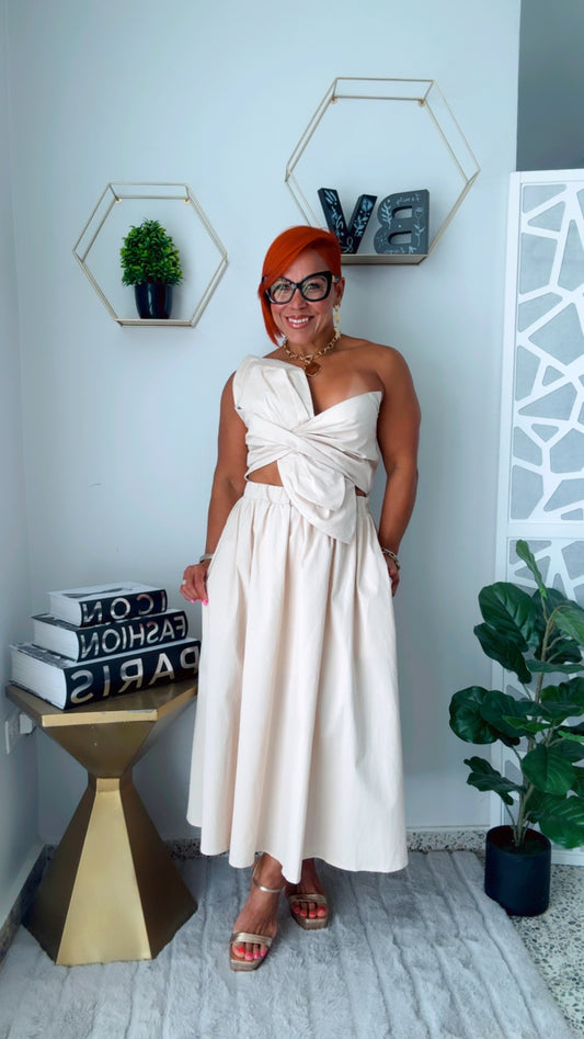 Knotted Twist Beige Dress