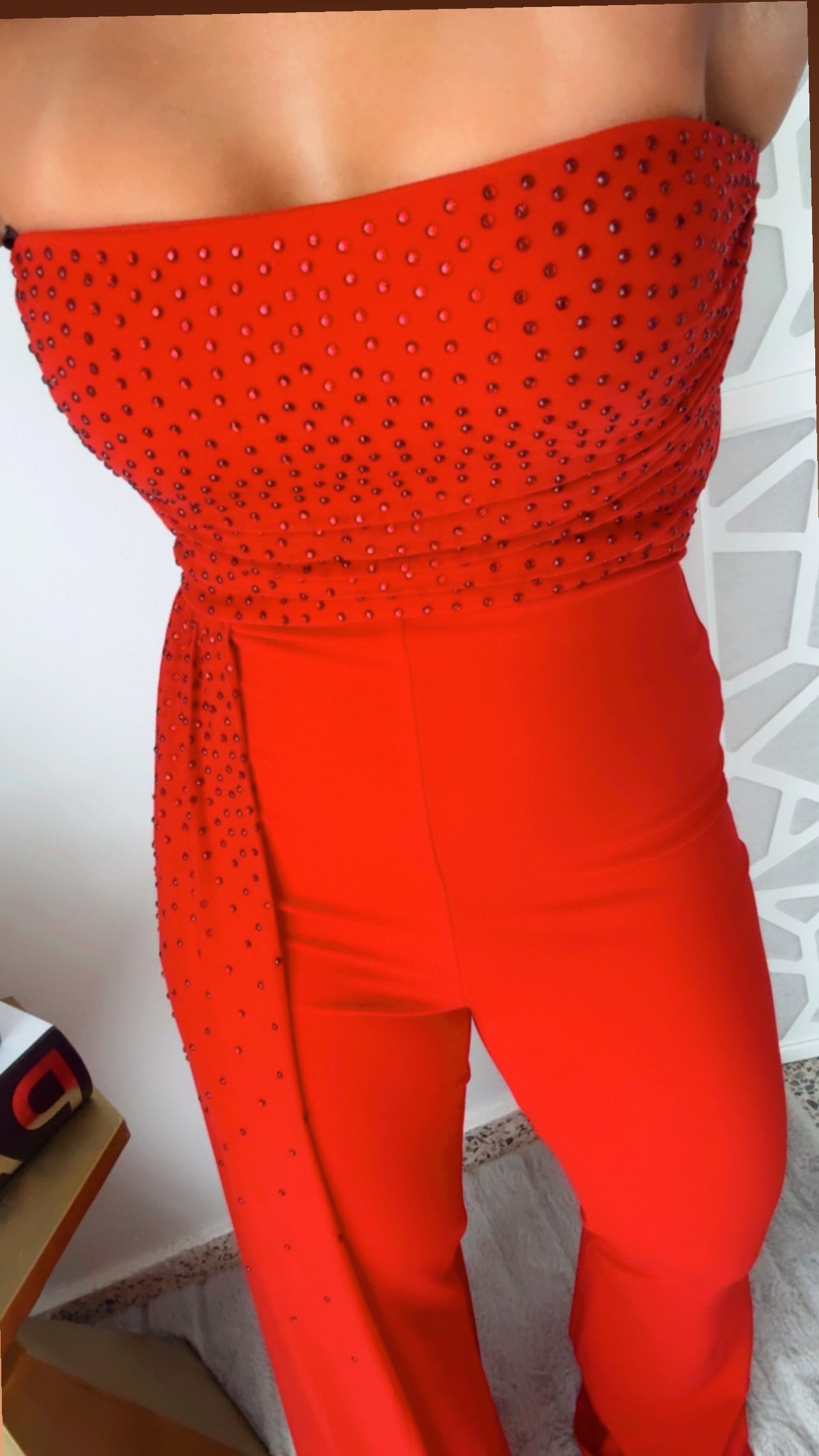 Passion Red Rhinestone Jumpsuit