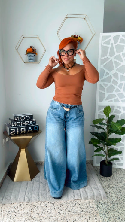 Off Shoulder Mocha Top