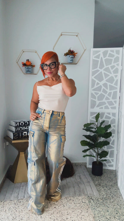 Metallic Gold Light Jean