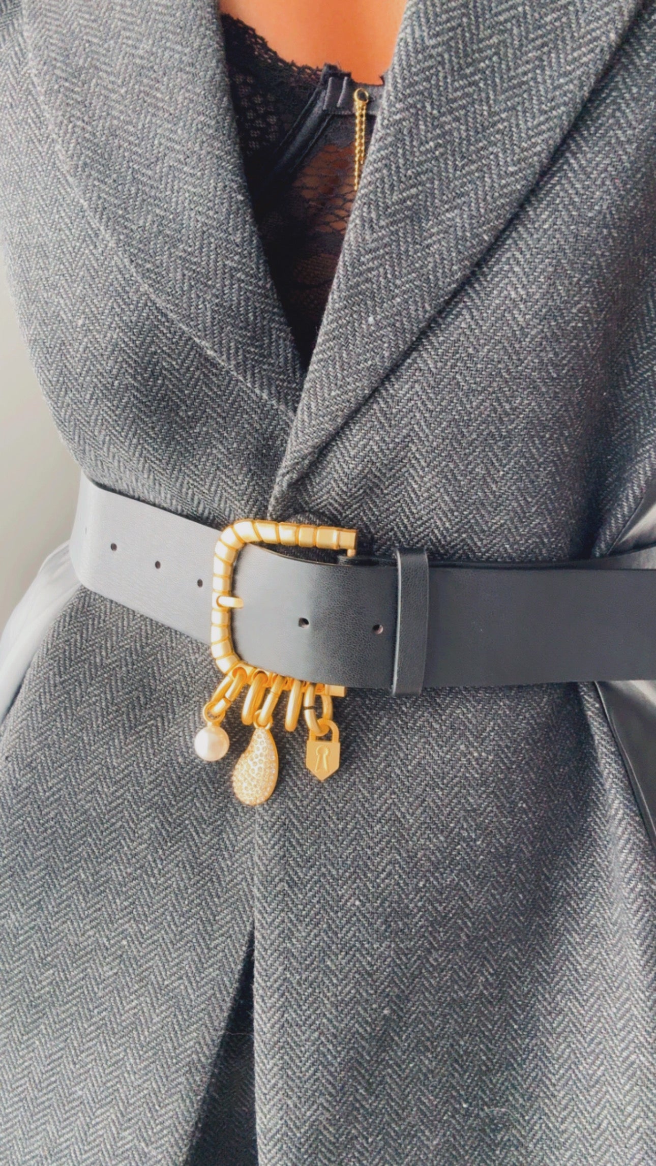 Leather Contrast Short Business Vest Set