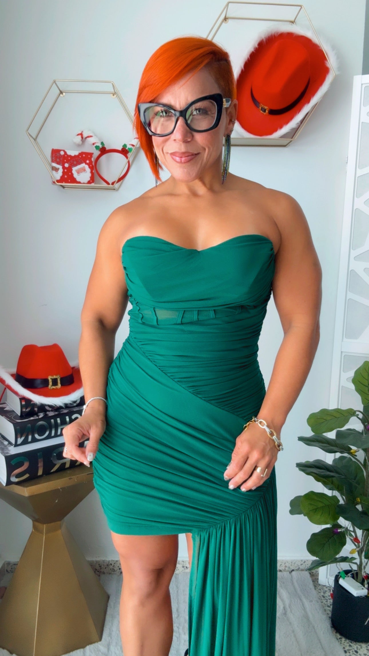 Layered Ruffle Mini Green Dress