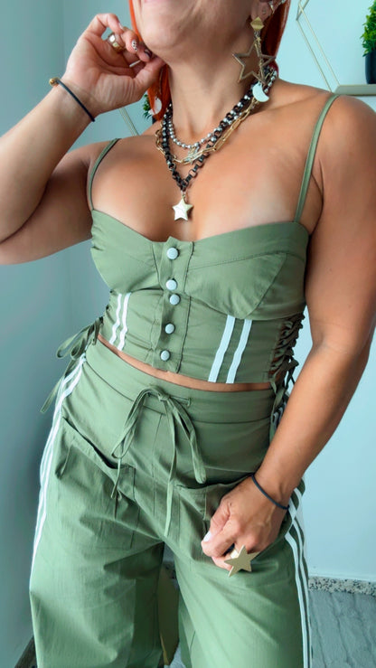 Military Green Track Pant Suits