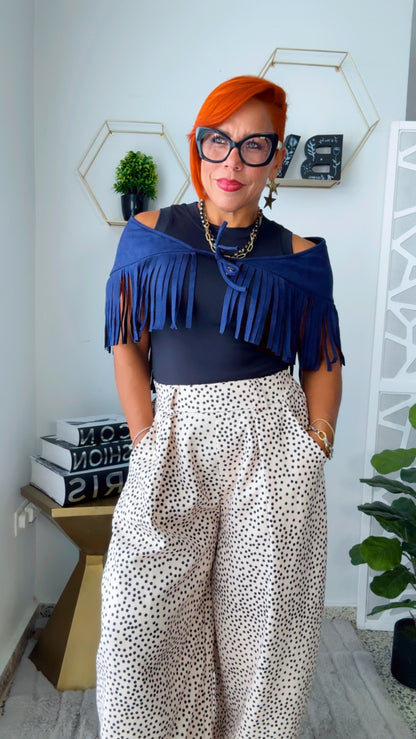 Blue Fringed Scarf