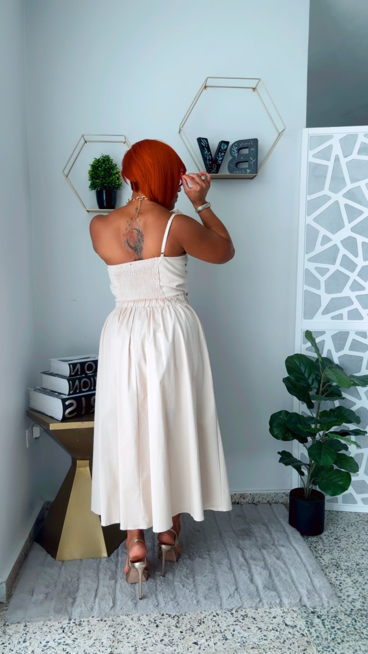 Knotted Twist Beige Dress