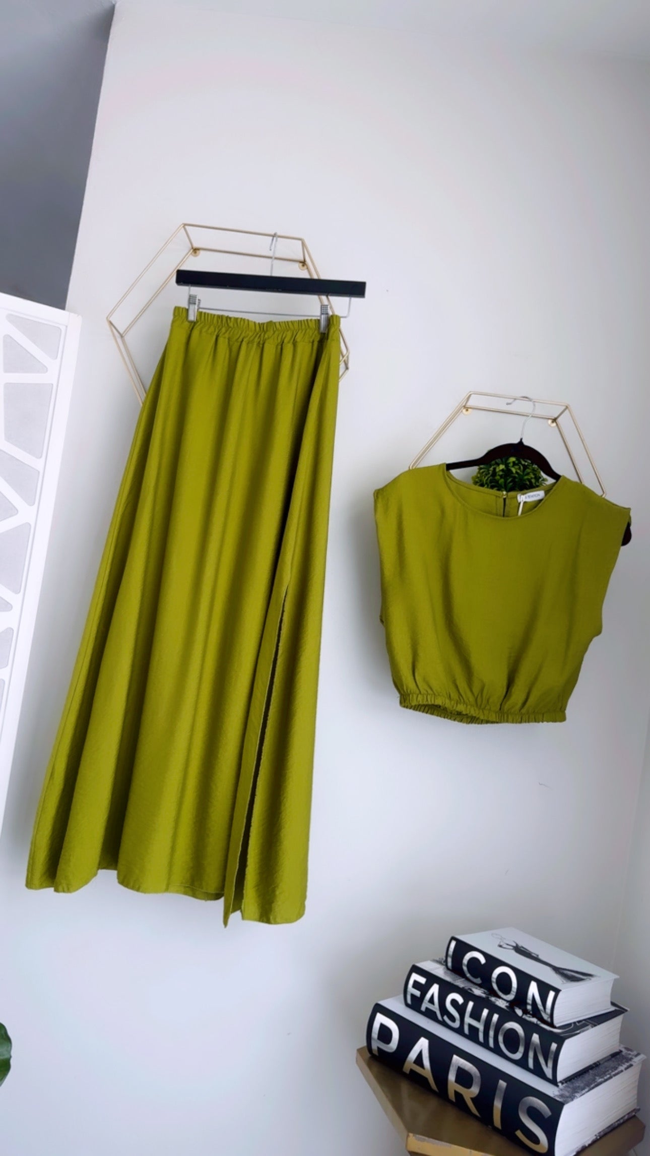 Santorini Olive Skirt Set