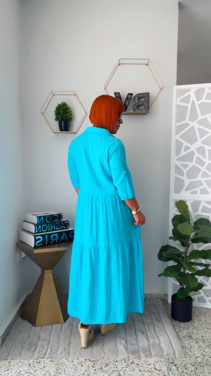 Turquesa Midi Shirt Dress