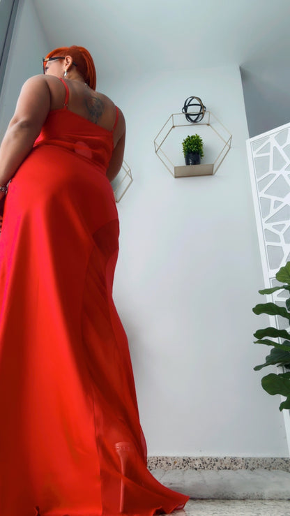 Ruby Red Satin Dress